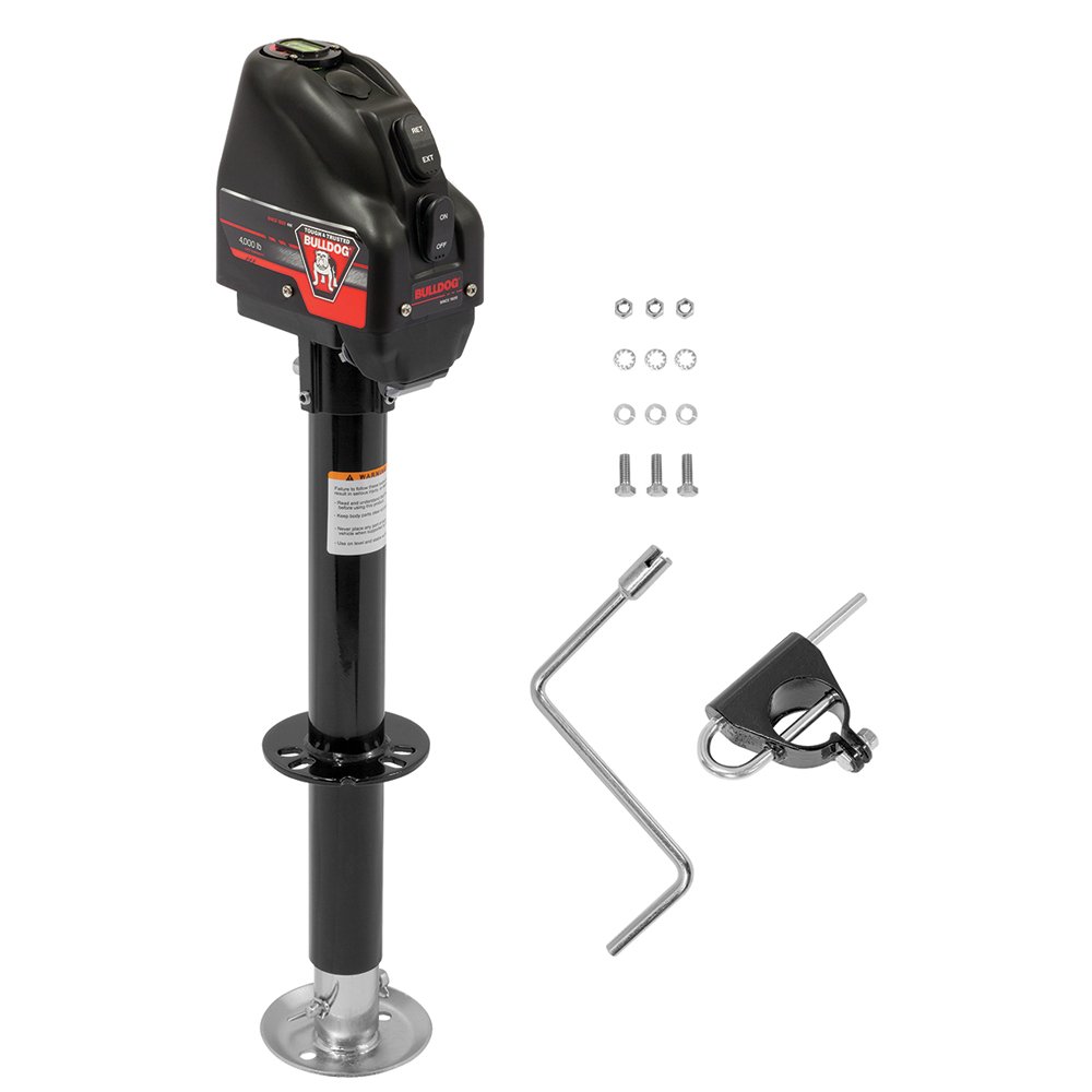Bulldog 500199 Powered Drive A-Frame Tongue Jack with Spring Loaded Pull Pin - 4000 lb. Capacity (Black Cover)