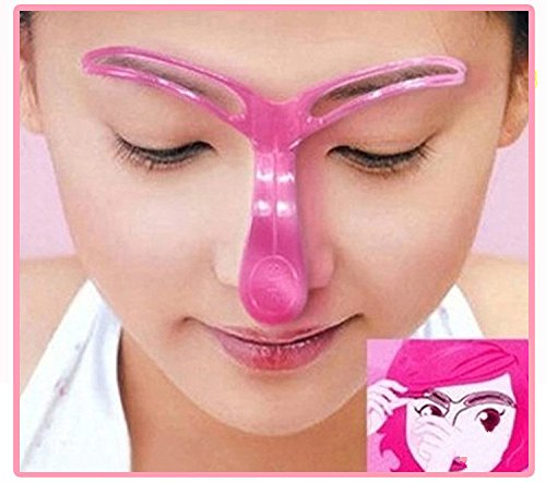 Pullic Eyebrow Stencil Makeup Template Stencil Shaping Makeup Tool (Pink) - Thumbnail 2