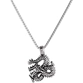 stainless steel dragon pendant necklace