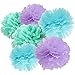 Mermaid Party Decorations Wonderland Frozen Party Decorations/Under the Sea Theme Purple Blue Mint Baby Shower Decorations Tissue Pom Poms First Birthday Decorations Purple Mermaid Party