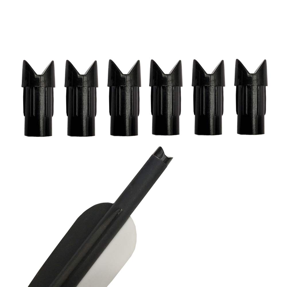 ZSHJG Achery Half Moon Arrow Nocks Plastic Crossbow Arrow Nocks Hunting Arrow Tails for ID 7.6mm Crossbow Arrow Shaft (Black)