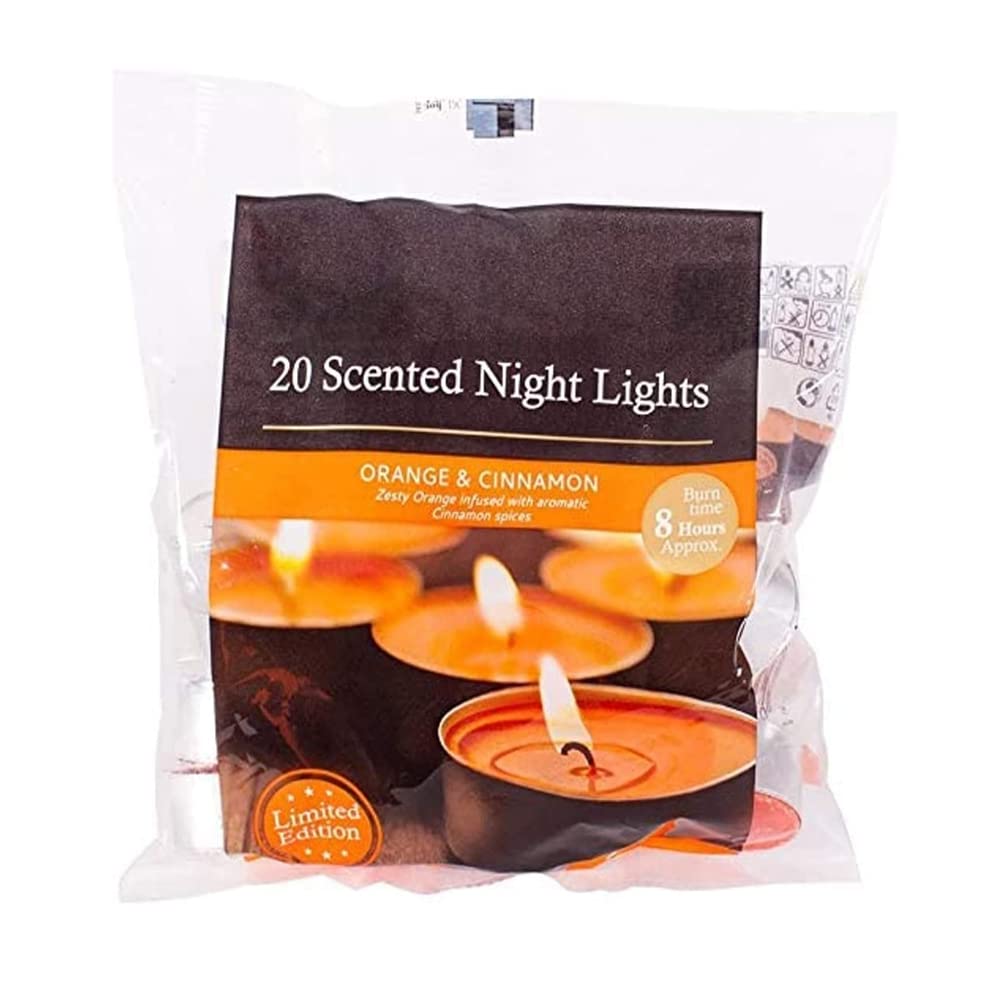 Winter Fragrance 8 Hour Fresh Scented Tea Lights 20 Pack (Orange & Cinnamon)