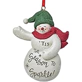 Blossom Bucket Snowman with Green Hat Christmas Ornament