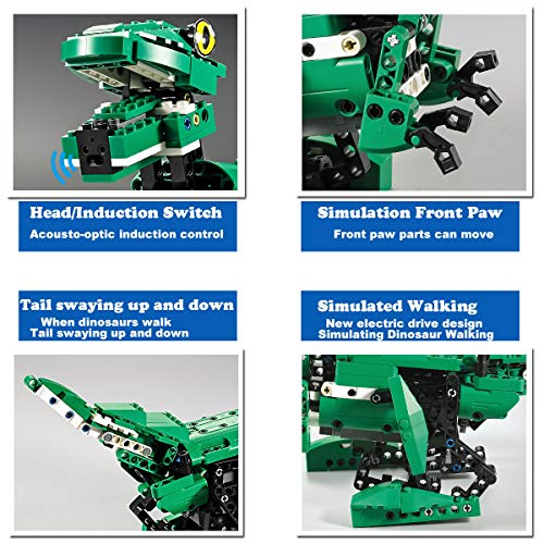 Fistone Building Blocks Electric Induction Toys Dinosaur and Crocodile 2 in 1 Model Sets Assembling Puzzle Toys for Kids and Adults - Thumbnail 2