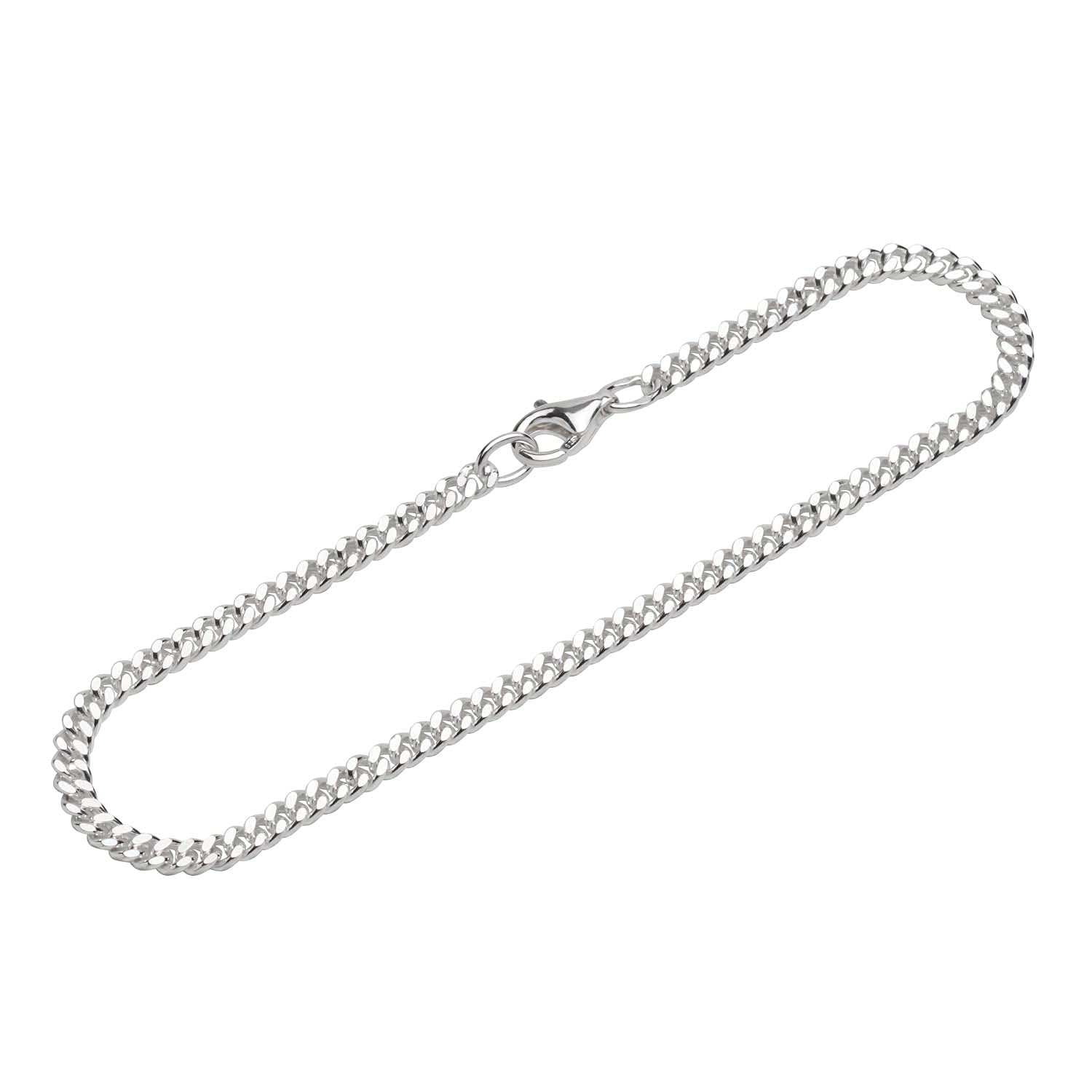 NKlaus bracelet 925 Sterling Silver 19cm curb chain 4 times diamond ladies bracelet 12618