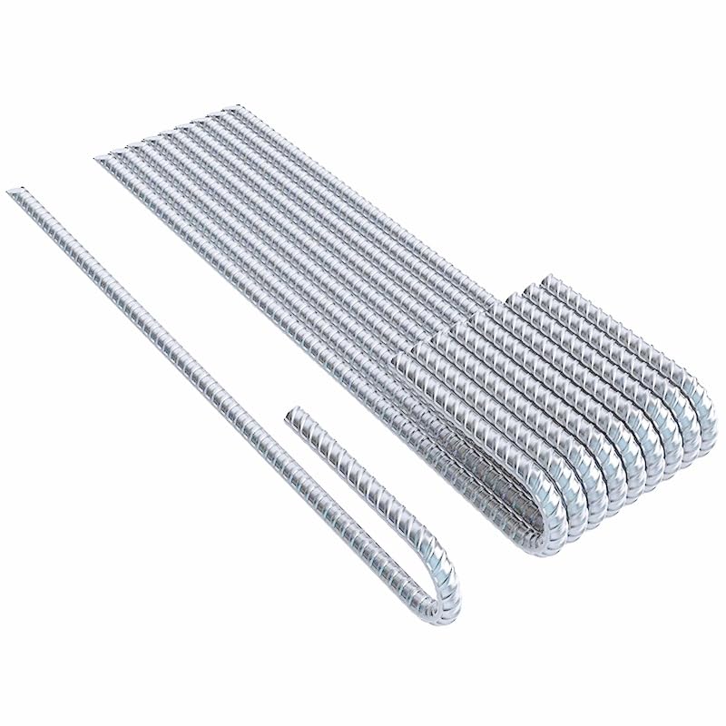 Xshelley(30cm) Ground Rebar Stakes (10pcs) Heavy Duty J Hook Ground Anchors, Rust Proof Coated Steel Ground Support Garden Stake with Chisel Point end, for Camping Tent