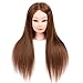 Microtimes Mannequin Head 100% Real Human Hair Cosmetology Hairdresser Training Head Manikin Cosmetology Doll Head (Table Clamp Stand Included) (brown)