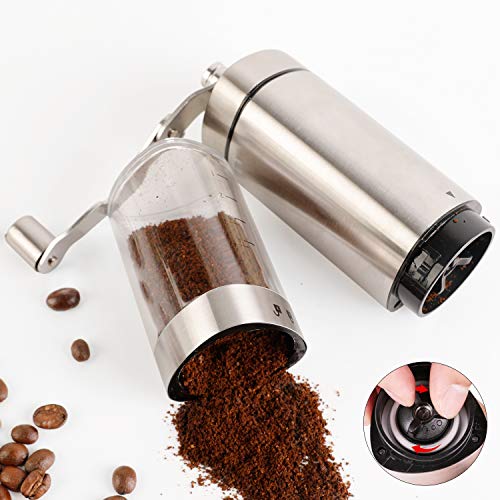 Manual Coffee Grinder Conical Burr Mill With Adjustable Setting Portable Hand Crank Coffee Bean