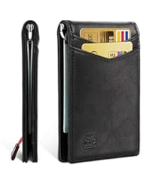 Zitahli Minimalist Slim Bifold Front Pocket Wallet with Money Clip for men,Effective RFID Blocking& Smart Design, A-jet Black, Small