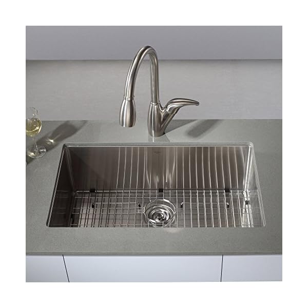 KRAUS 32 Inch 16 Gauge Undermount Single Bowl Stainless Steel Sink, KHU100-32 - Image 6