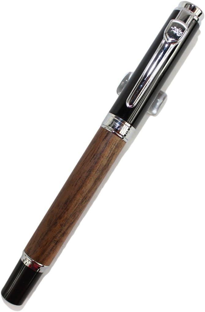 Gullor Noble Jinhao 8802 Brown wood M nib fountain pen with black cap, Brown and Black - Image 3