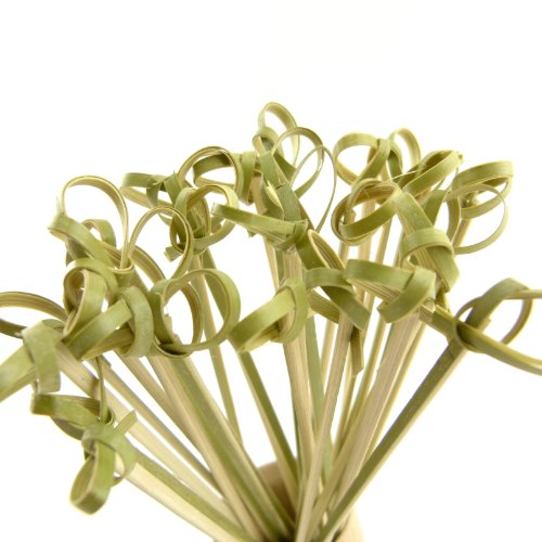image for Bamboo Knotted Skewers Picks for Cocktails and Hors' D'oeuvres in Gree
