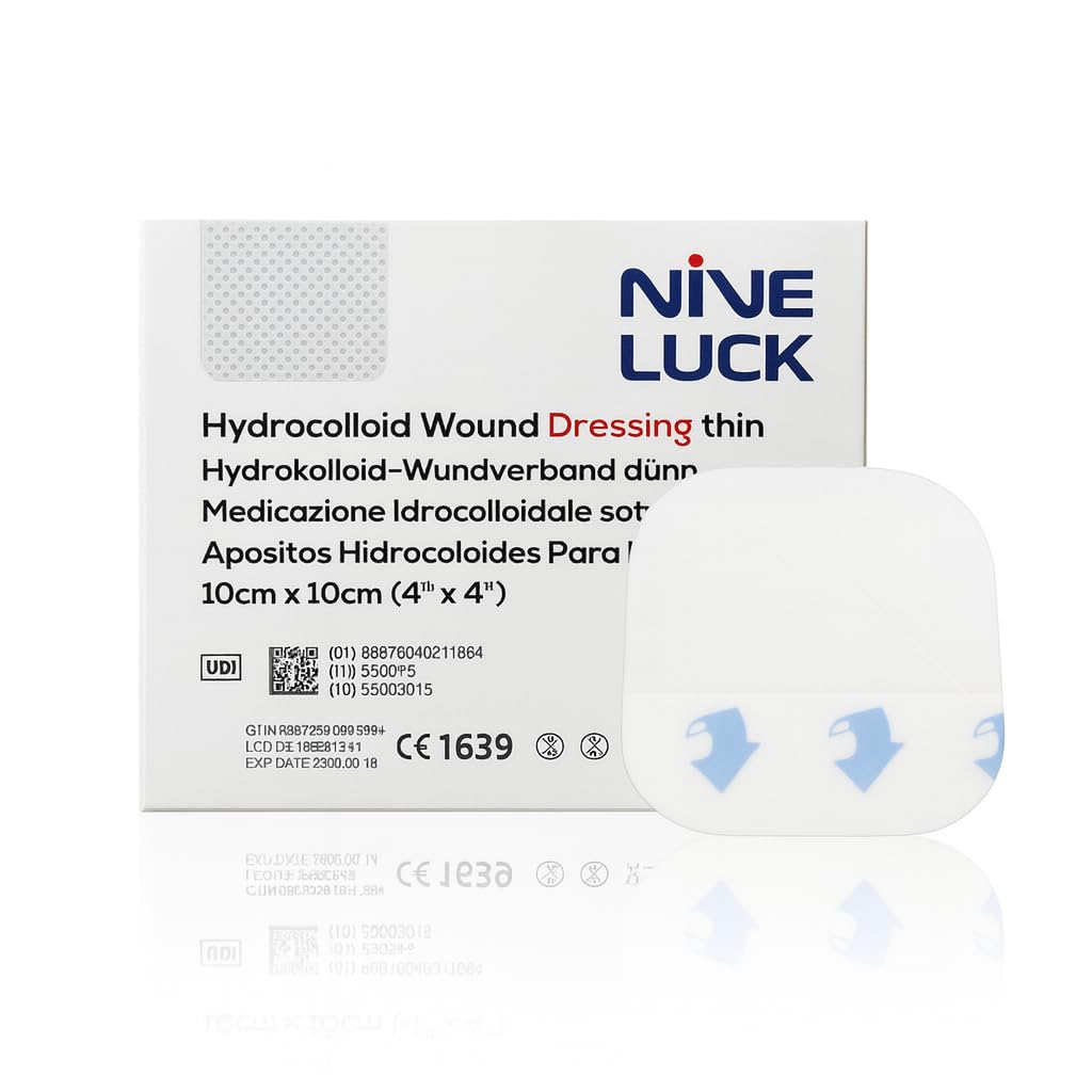 5pcs, Extra Thin 10x10cm Hydrocolloid Sterile Dressings for Wounds First Aid, Burn Dressings, Blister Plaster for Feet, Wound Dressings Adhesive, Plasters for Wounds - Essential Household Supplies.