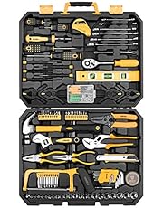 DEKOPRO ET00654 168 Piece Socket Wrench Auto Repair Tool Combination Package Mixed Tool Set Hand Tool Kit with Plastic Toolbox Storage Case, Black, Yellow