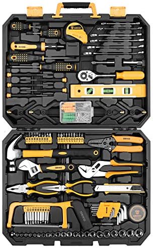 DEKOPRO 168 Piece Socket Wrench Auto Repair Tool Combination Package Mixed Tool Set Hand Tool Kit with Plastic Toolbox Storage Case