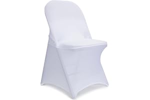 LEBENGURU 50 Pack White Spandex Folding Chair Cover, Stretch Elastic Fitted Chair Cover Protector for Wedding, Party, Banquet and Other Special Events