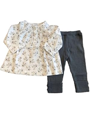 Baby Girls Floral Top With Gray Knitted Leggings 3M