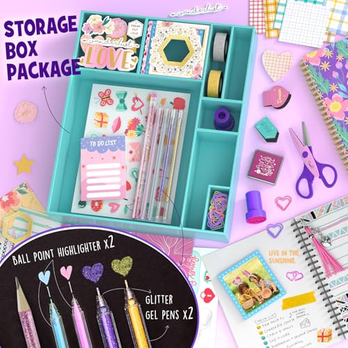 2-Pack DIY Journal Kit - Gifts for Girl Ages 8 9 10 11 12 13 14 Year Old - Cool Birthday Gifts Ideas for Girls - Art & Crafts for Tween Kid - Teen Girls Trendy Stuff - Scrapbook & Diary Supplies Set