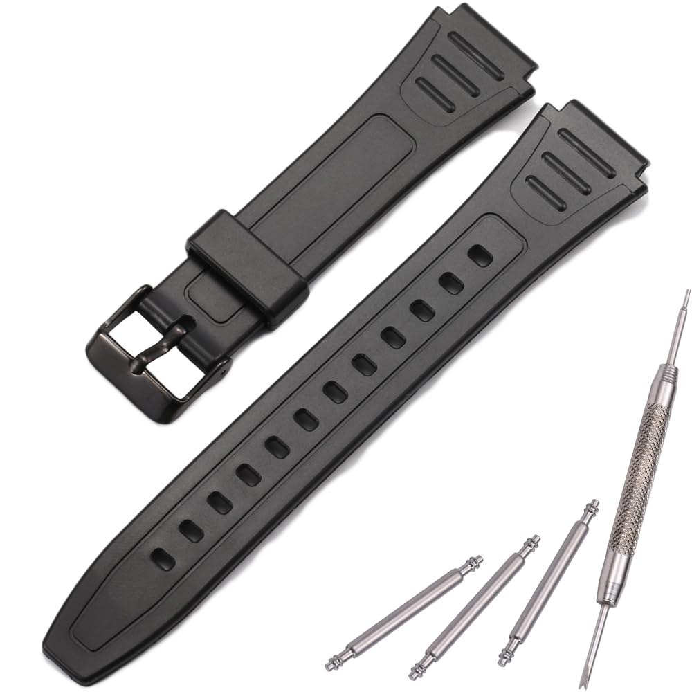 Rubber Watch Band Compatible with Casio W800HG W-800H Series Watch Replacement Resin Strap