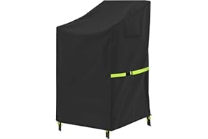 OUTTDID Stackable Patio Chair Cover - 600D High Back Outdoor Chair Cover Waterproof & Heavy Duty, 1 Pack Lawn Furniture Stacking Seat Cover for 4-6 Outdoor Stackable Dining Chairs - 28 x 36 x 47 Inch