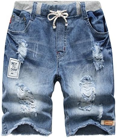 LOKTARC Boys' Ripped Frayed Pull-On Denim Shorts