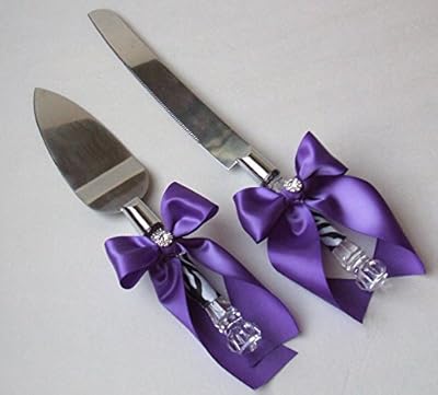 Zehui High-grade Romantic Cake knife shovels Ribbon Bowknot for Wedding and Party