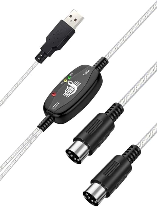 Cable USB MIDI Teclado 2M, Ancable USB a Midi 5Pin Adaptador Cable de
