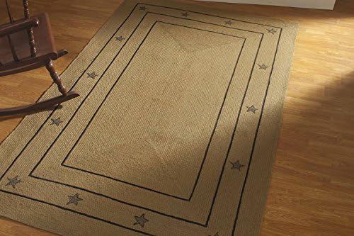IHF HOME DECOR New Country Style Braided Rug Rectangle Area Floor Carpet 27" X 48" BURLAP STAR DESIGN Jute Fabric