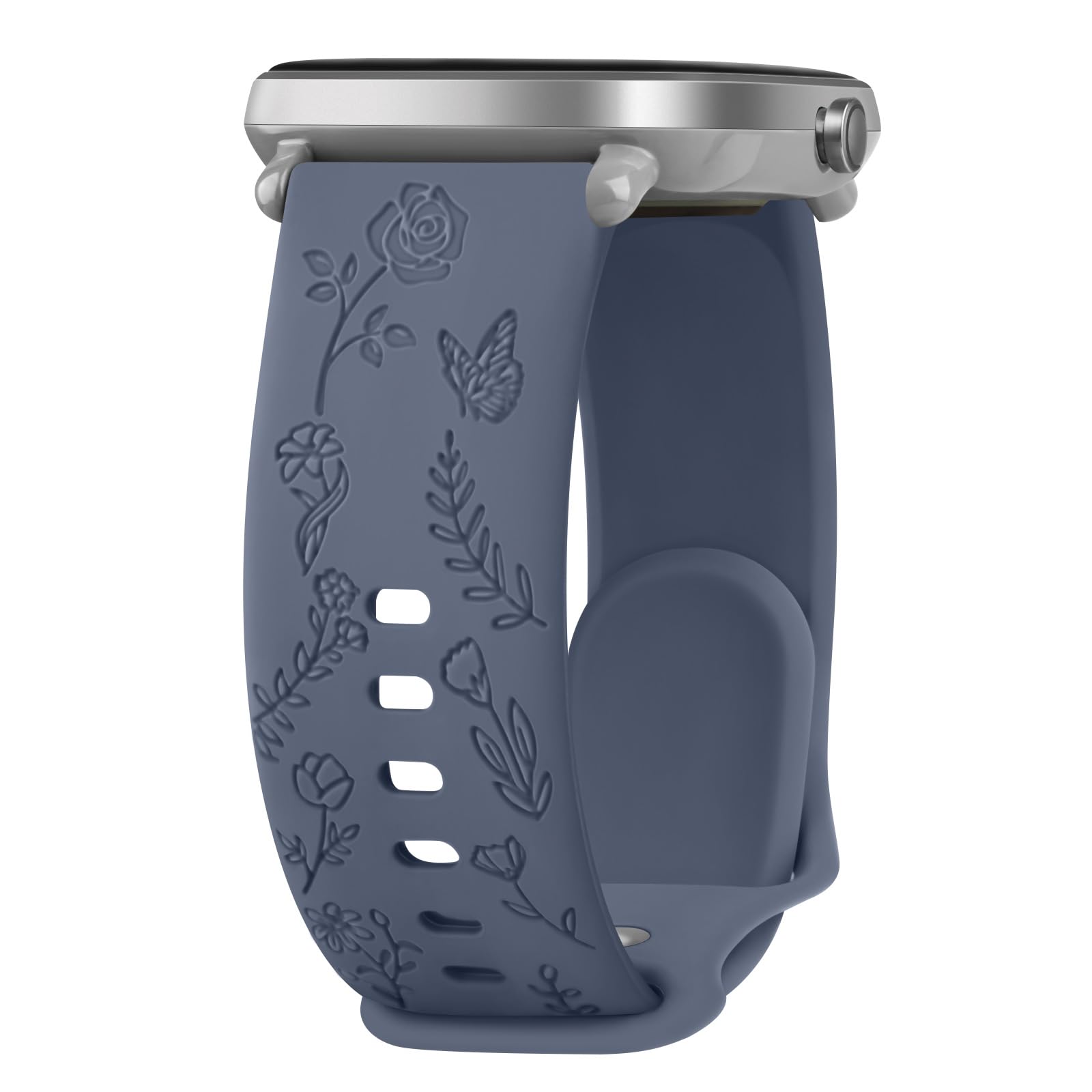 Mugust Rose Butterfly Strap for Amazfit GTS, 20mm Silicone Watch Band Strap, Blue Gray
