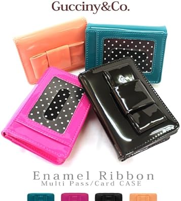 Amazon Gucciny Co エナメルリボン 名刺入れ マルチ パス カードケース 小銭入れ付 グリーン ノーブランド品 バッグ小物