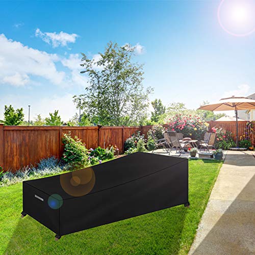 Dokon Gartenliege Abdeckung Wasserdicht, Sonnenliege Abdeckung Winterfest 420D Oxford Gewebe Winddicht Anti-UV Schutzhülle für Liegestuhl Deckchair mit Belüftungsöffnungen - 200x75x40/70cm – Bild 3