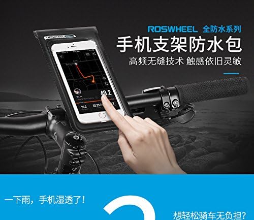 FlexDin Waterproof Case Bike Phone Handlebar Mount Holder for iPhone 7 Plus Galaxy S9 Up to 6.2 inch Cellphones with Back Camera Window 360 ° Rotation Black