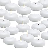 flamecan 24 Pack Floating Candles, 3” White Unscented Dripless Wax Burning Candles, for Cylinder Vases, Weddings, Party and H