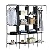 SONGMICS 67-Inch Closet, Portable Wardrobe, Stable and Foldable Storage Organizer, with 2 Hanging Rods, 12 Clothes Shelves, 4 Side Pockets, Easy Assembly, for Cloakroom, Bedroom, Gray URYG44GY