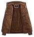 chouyatou Men's Casual Stand Collar Zip-Up Faux Leather Jacket with Fleece Lined