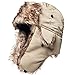 Winter Trapper Hat Aviator Faux Fur Ushanka Russian Trooper Warm Ski Snow Eskimo Hat with Ear Flaps for Cold Weather Khaki