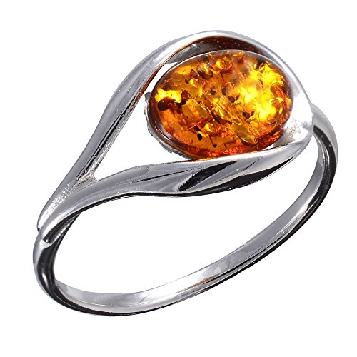 HolidayGiftShops Sterling Silver and Baltic Honey Amber Ring size: 8