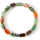 SHINUS BOHO Dainty Quartz Beaded Bracelet Handmade Stretch Gold Bracelets For Women,Fashion Boho Beads Crystal Gemstone Prom Jewelry Gift Frindship.