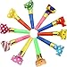 HEHALI 72pcs Party Blowers, 2 Kinds of Birthday Blowouts Horns Whistles Musical Paper Noisemakers and Glitter Fringed Metal Blowouts Party Favors Noise Makers