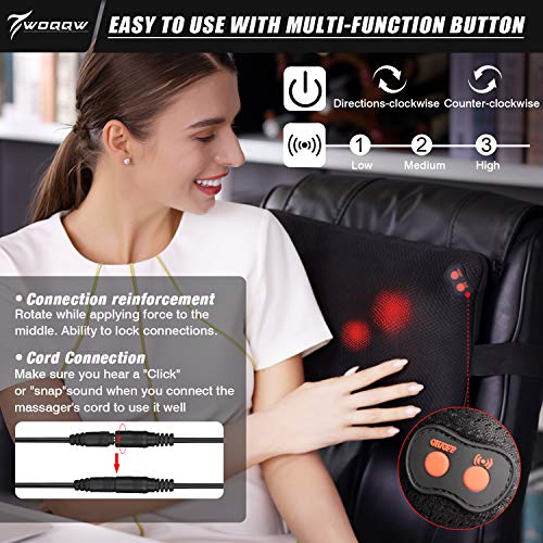 WOQQW Back Massager, Shiatsu Neck and Back Massager, Deeper Tissue Kneading Massage Pillow with Heat for Shoulders,Waist… - Image 2