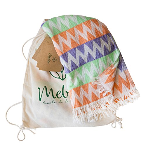 Mebien Gypsy Design 100% cotton natural pestamal bath pools spas beaches gyms saunas yoga towel multi purpose throw to your couch sofa bed picnic for baby women man (Orange Purple Yellow)