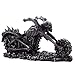 Graveyard Biker Skulls and Skeleton Motorcycle Wine Bottle Holder Sculpture for Medieval or Gothic Bar, Kitchen & Halloween Decor Statues and Fantasy Gifts