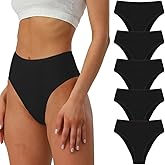 PBQOA Womens High Rised Cotton Underwear Soft Breathable Panties Deep Length Briefs Underpant Multipack