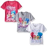 Shimmer and Shine Toddler Girls' 3-Pack T-Shirt Shirts, Pink/Gray/White, 4T
