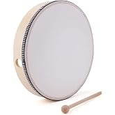 Foraineam 10 Inch Hand Drum with Wooden Drumstick Music Wood Frame Drum Musical Rhythm Percussion Instrument