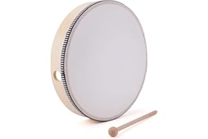 Foraineam 10 Inch Hand Drum with Wooden Drumstick Music Wood Frame Drum Musical Rhythm Percussion Instrument
