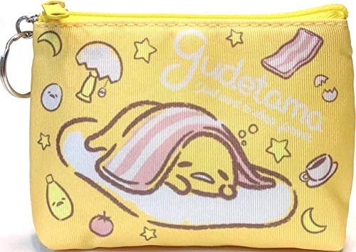 Gudetama Soft Puffy Zipper Bag Coin Cash Purse Card Holder Pouch with Keychain