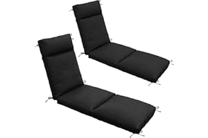 Cuteripe 2 Pack Chaise Lounge Chair Cushions 72x21x3 Inch Outdoor Lounger Cushion Set of 2 Waterproof and Fade Resistant Seat