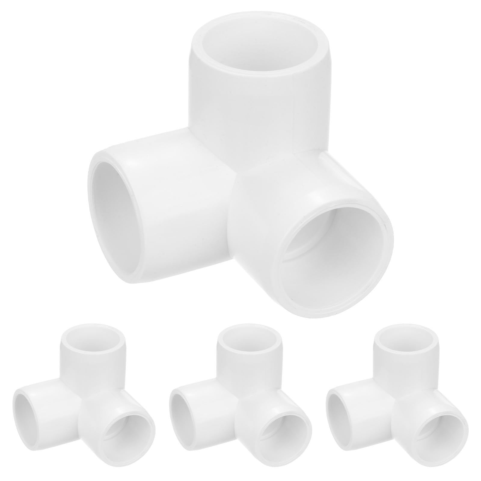 M METERXITY 4-Pack PVC Fittings, 1/2 Inch PVC Pipe Connectors 3-Way for Building Furniture/Greenhouse/Shed Pipe Fittings/Tent Connection, Furniture Build Grade PVC Elbow [White]