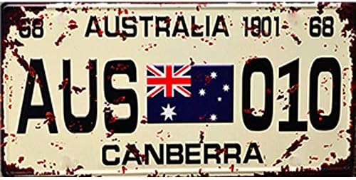 Easy Painter 12x6inch Metal Poster Vintage Feel Metal Tin Sign Plaque for Home, Bathroom and Bar Wall Decor Car Vehicle License Plate Souvenir (AUSTRALIA CANBERRA)